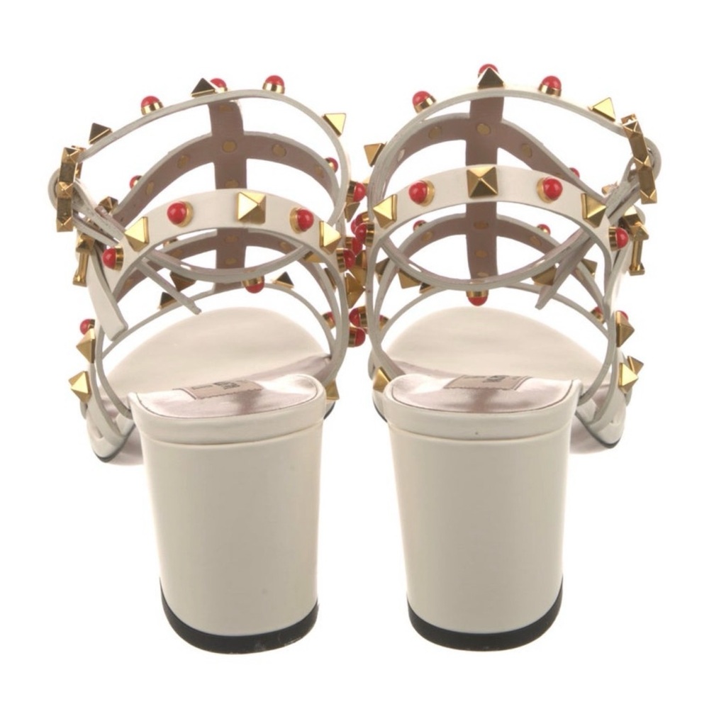 Valentino Rockstud Caged Ankle-Strap Leather Sandals - Picture 3 of 4